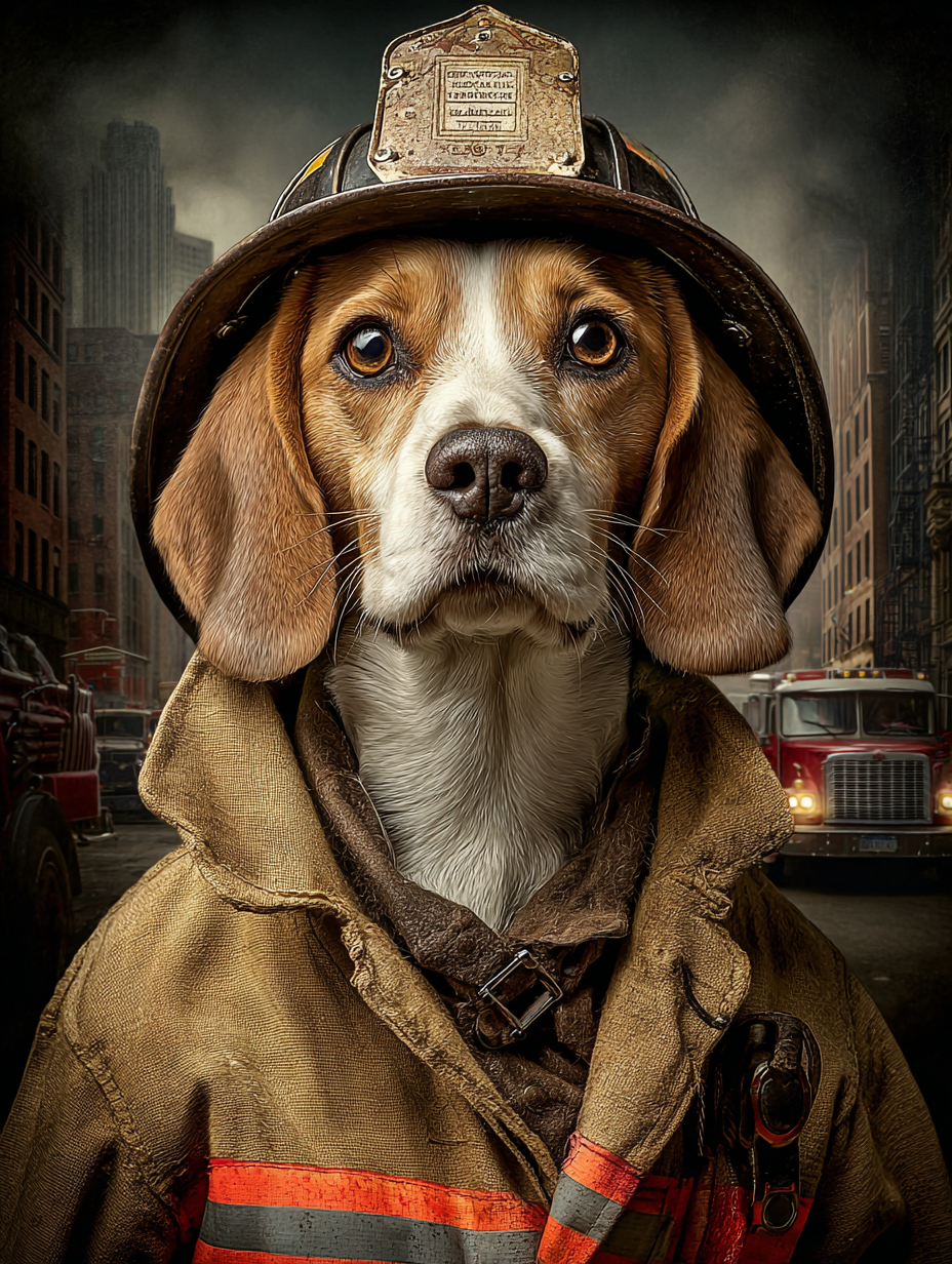 Fireman Beagle Digital Download Wall Art