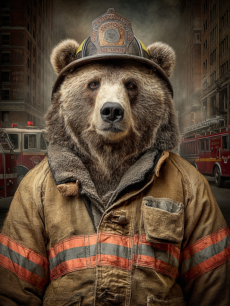Fireman Bear Digital Download Wall Art