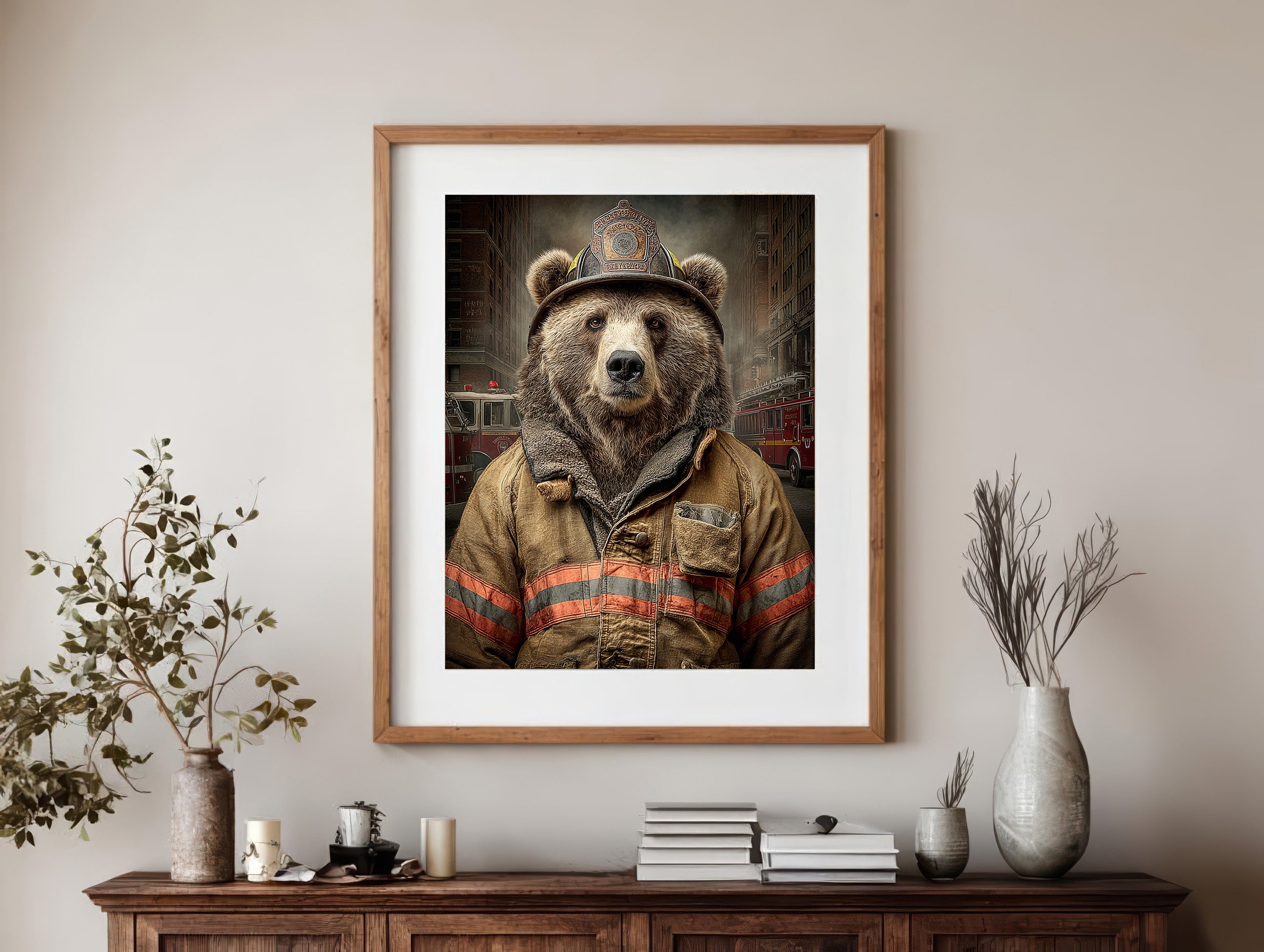 Fireman Bear Digital Download Wall Art