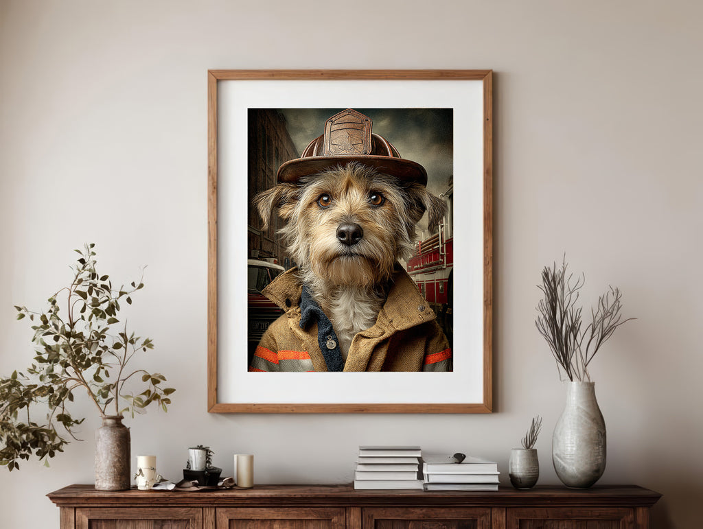 Fireman Carin Terrier Digital Download Wall Art