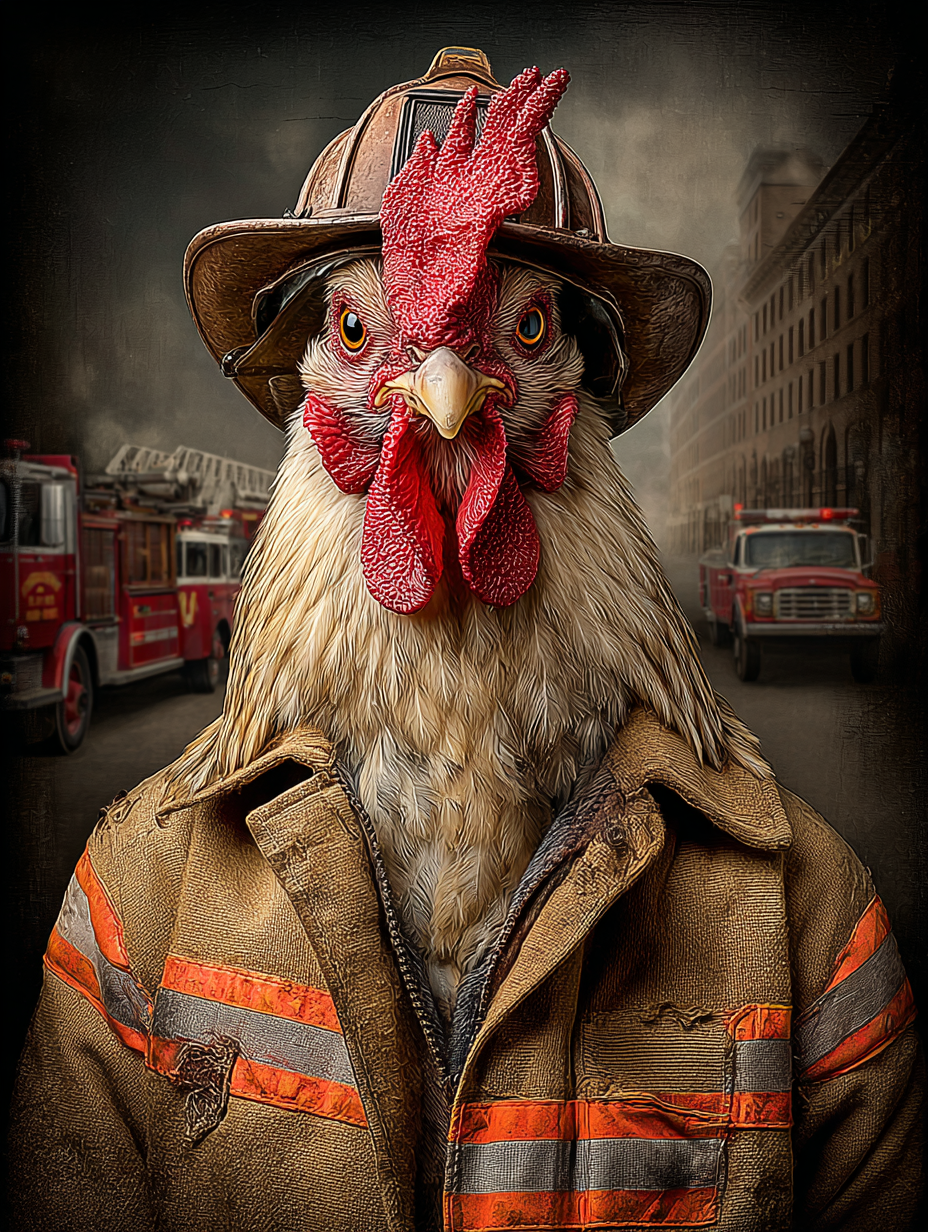 Fireman Chicken Digital Download Wall Art
