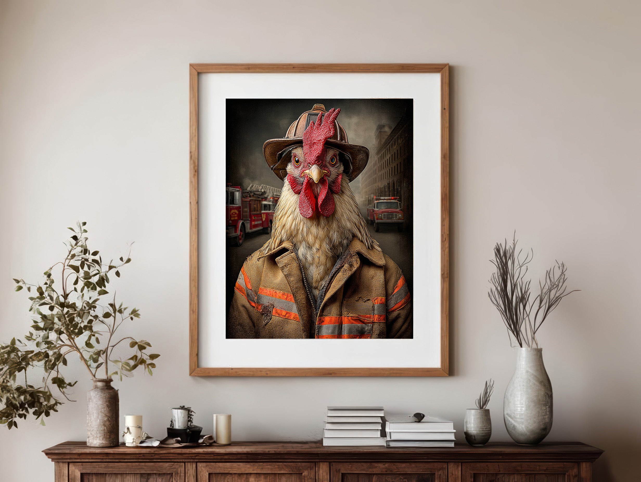 Fireman Chicken Digital Download Wall Art