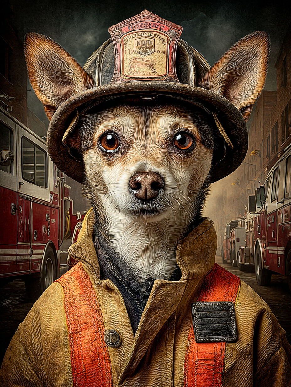Fireman Chihuahua Digital Download Wall Art