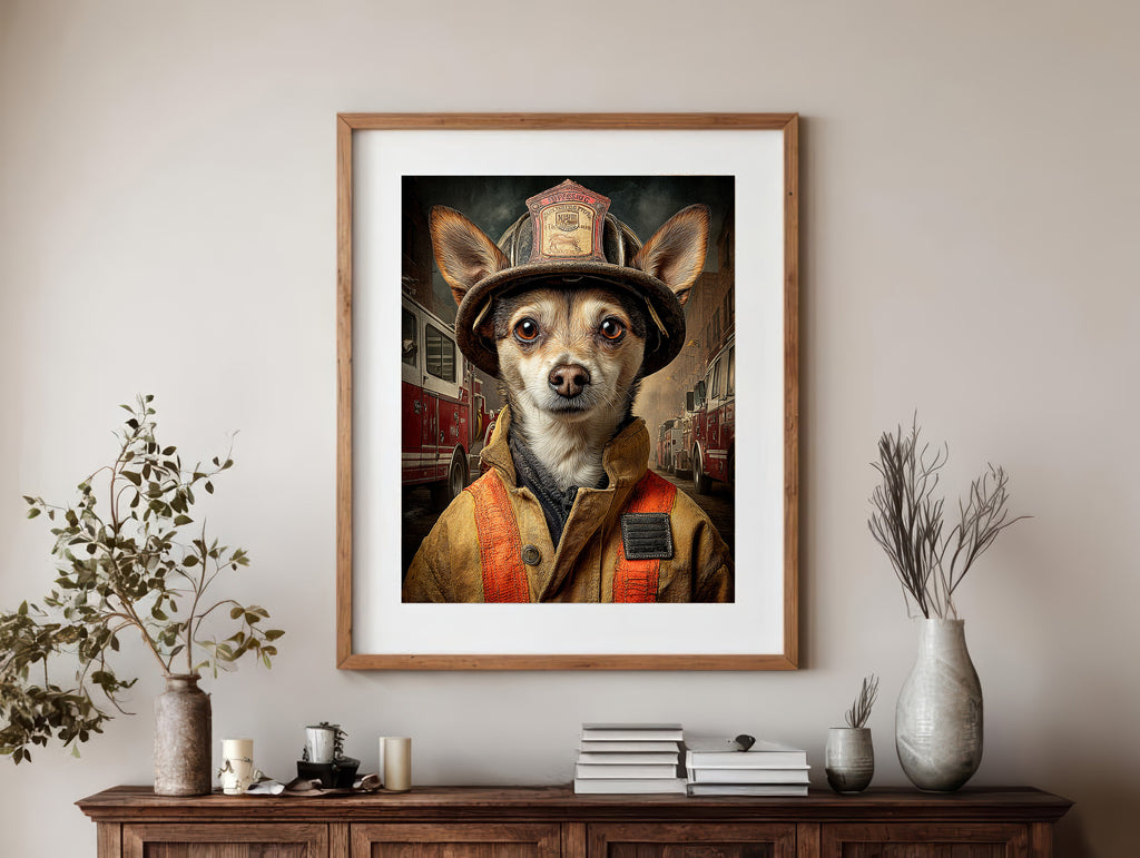 Fireman Chihuahua Digital Download Wall Art