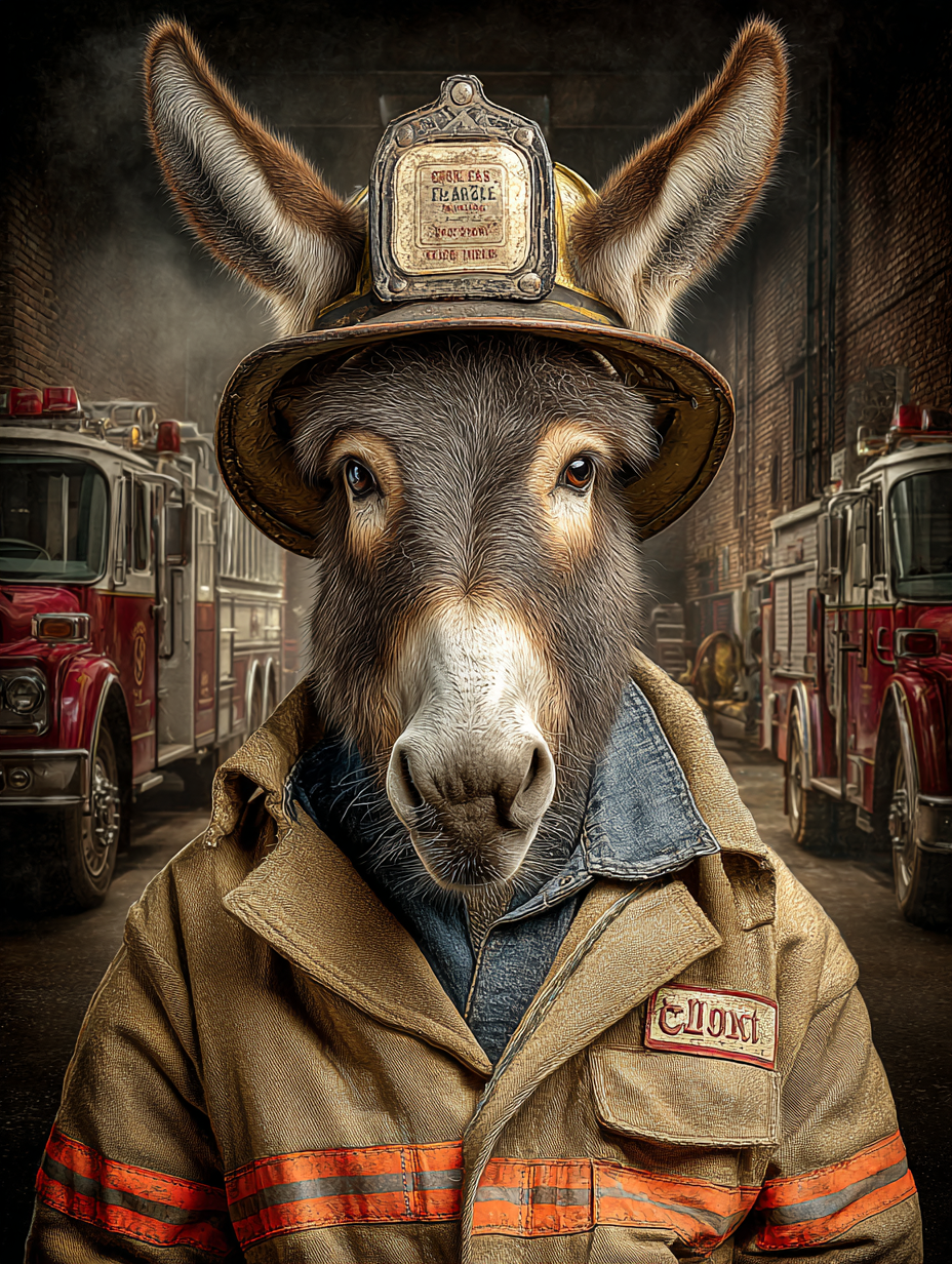 Fireman Donkey Digital Download Wall Art
