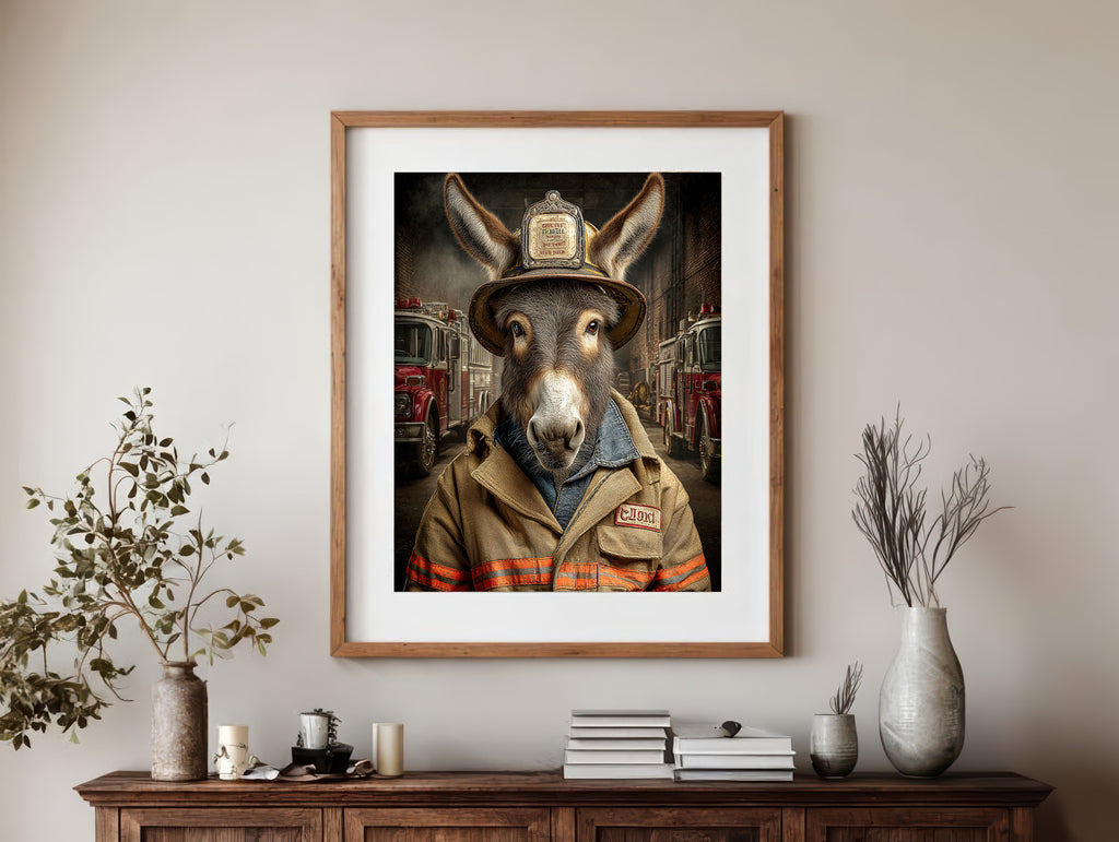 Fireman Donkey Digital Download Wall Art