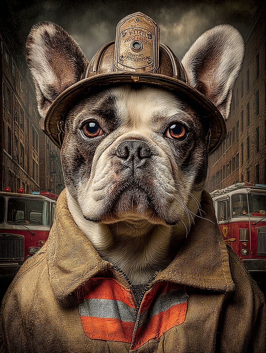 Fireman French Bulldog Digital Download Wall Art