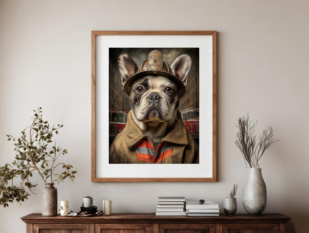 Fireman French Bulldog Digital Download Wall Art