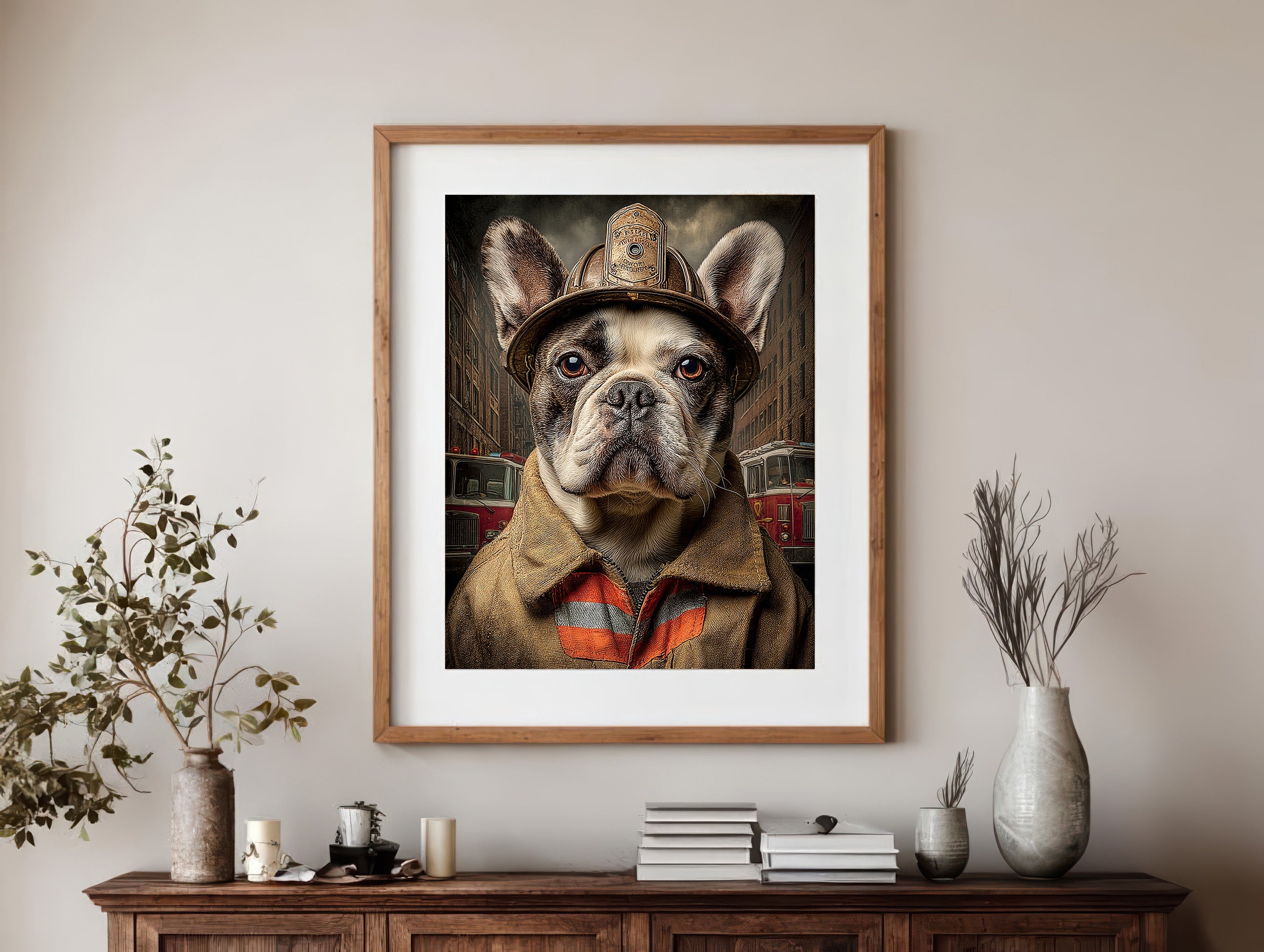 Fireman French Bulldog Digital Download Wall Art