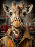 Fireman Giraffe Digital Download Wall Art