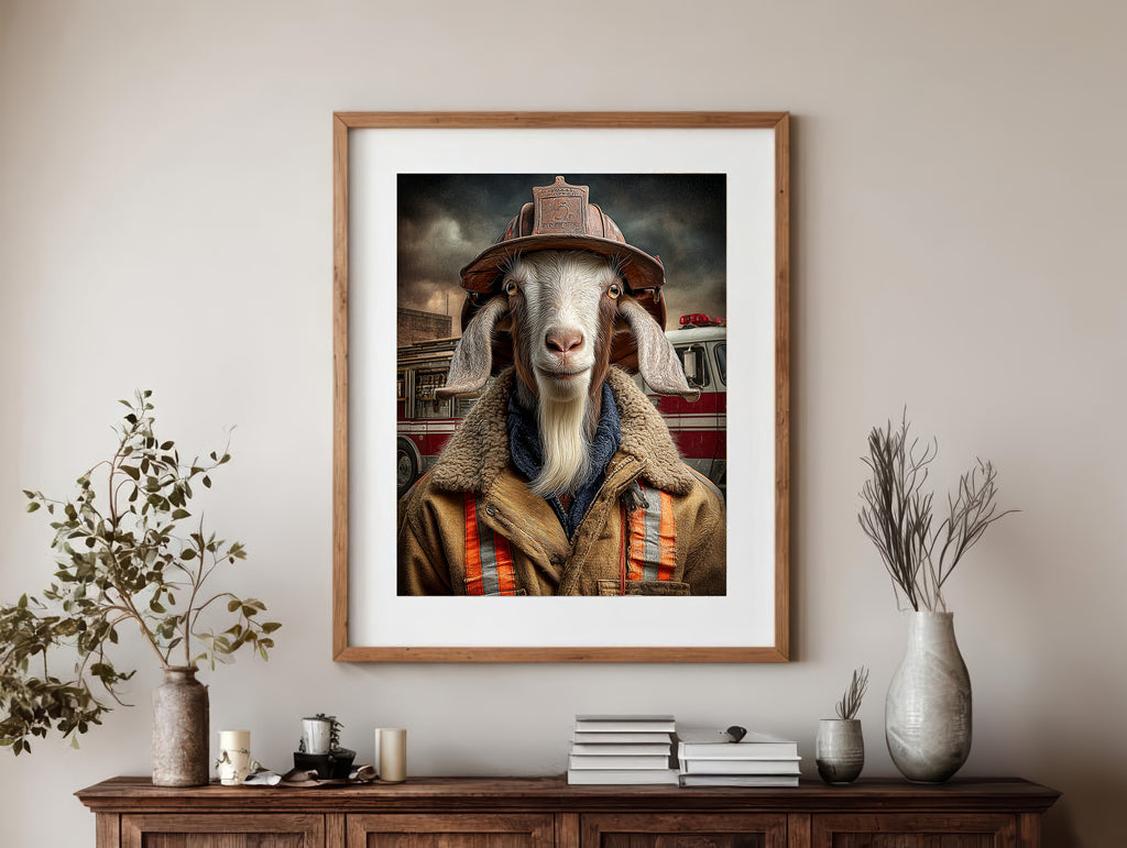 Fireman Goat Digital Download Wall Art
