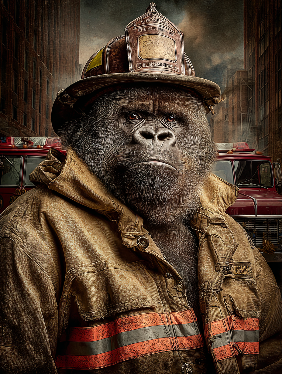 Fireman Gorilla Digital Download Wall Art