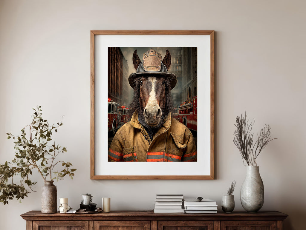 Fireman Horse Digital Download Wall Art