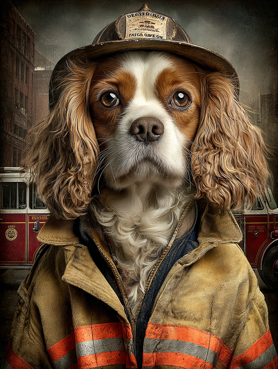 Fireman King Charles Digital Download Wall Art