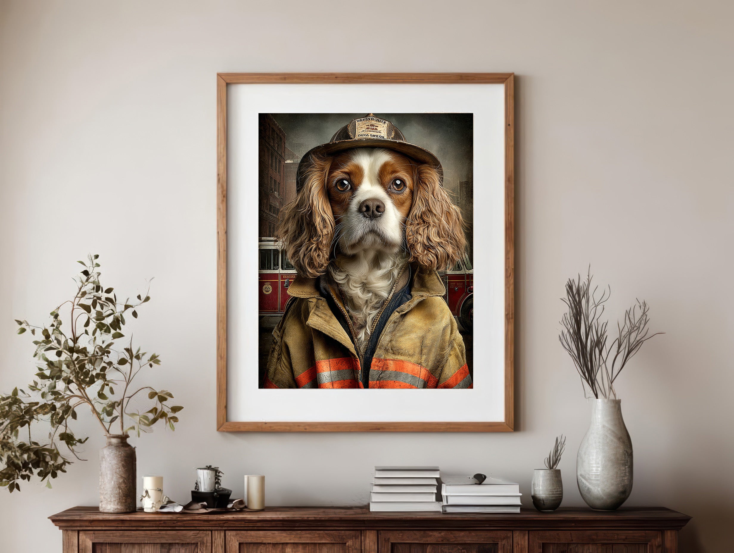 Fireman King Charles Digital Download Wall Art