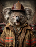 Fireman Koala Digital Download Wall Art