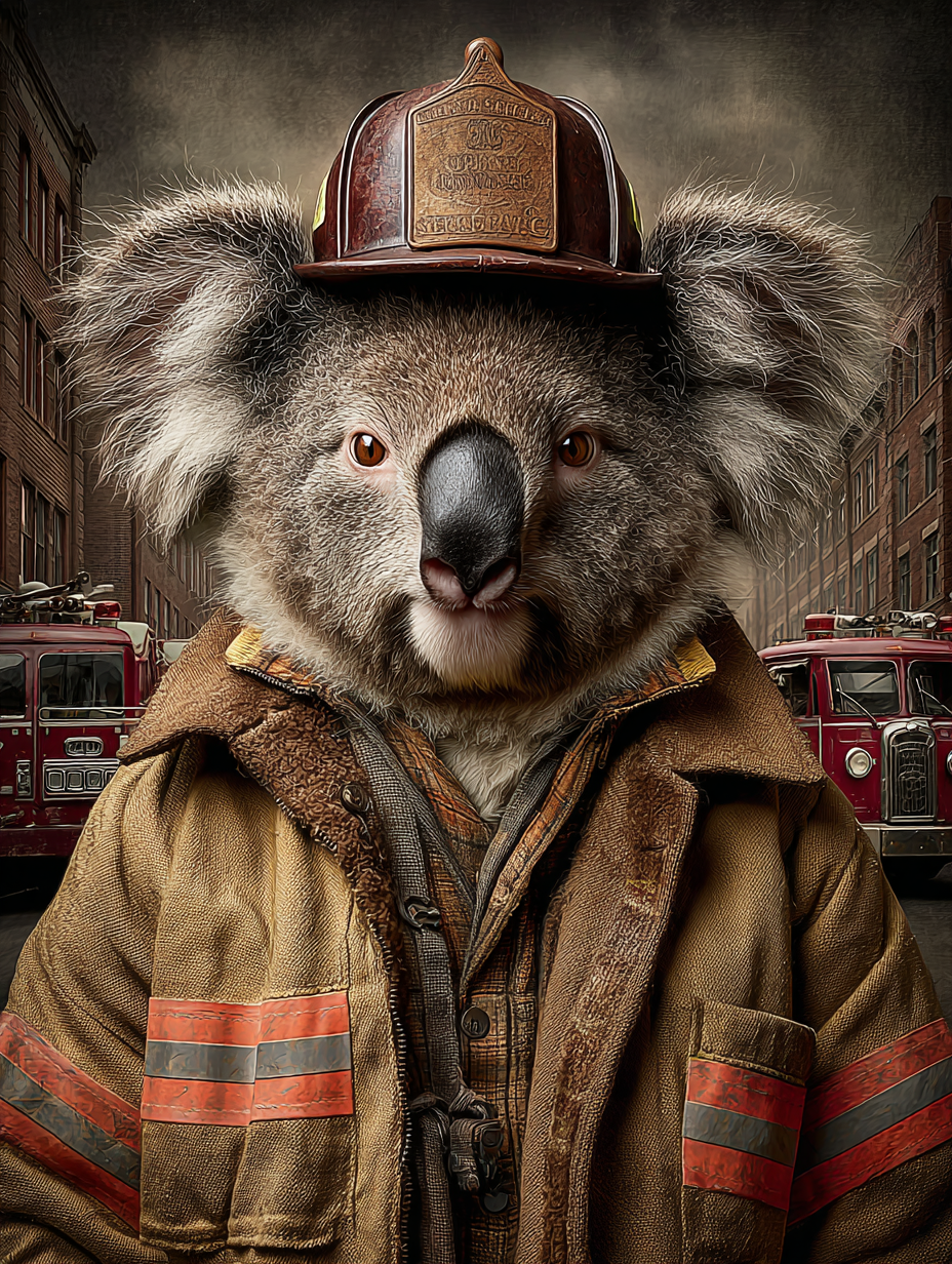Fireman Koala Digital Download Wall Art