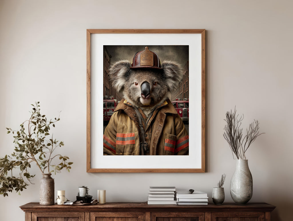 Fireman Koala Digital Download Wall Art