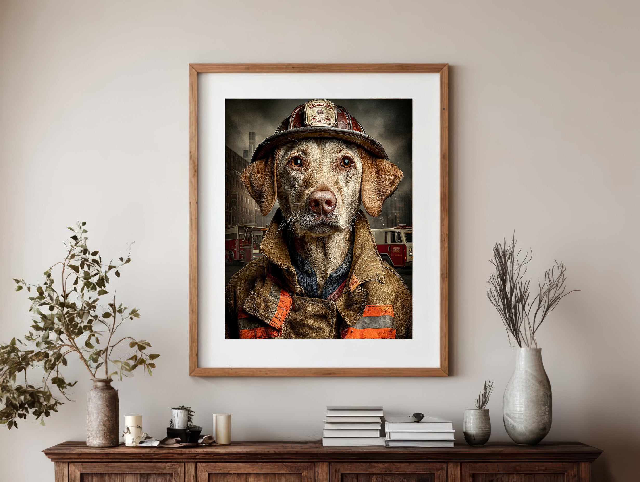 Fireman Labrador Retriever Digital Download Wall Art