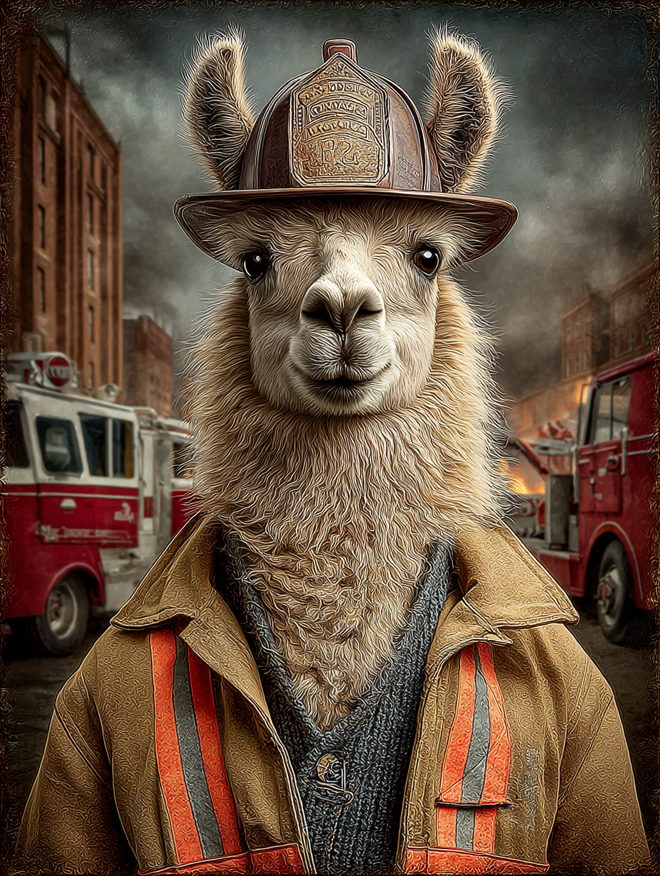 Fireman Llama Digital Download Wall Art