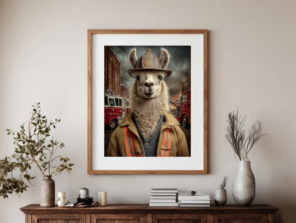 Fireman Llama Digital Download Wall Art