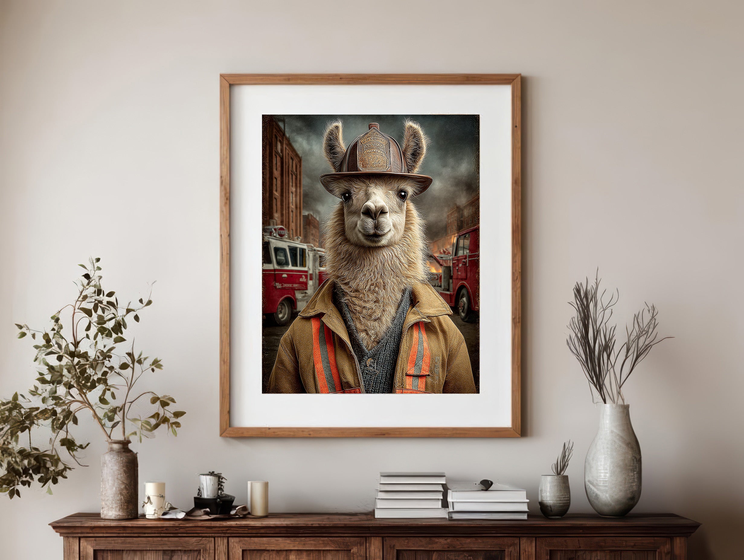 Fireman Llama Digital Download Wall Art