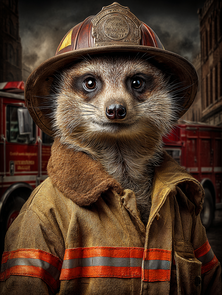 Fireman Meerkat Digital Download Wall Art