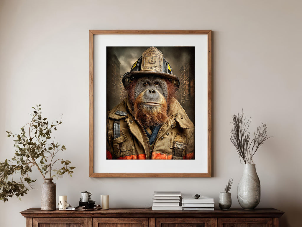 Fireman Orangutan Digital Download Wall Art