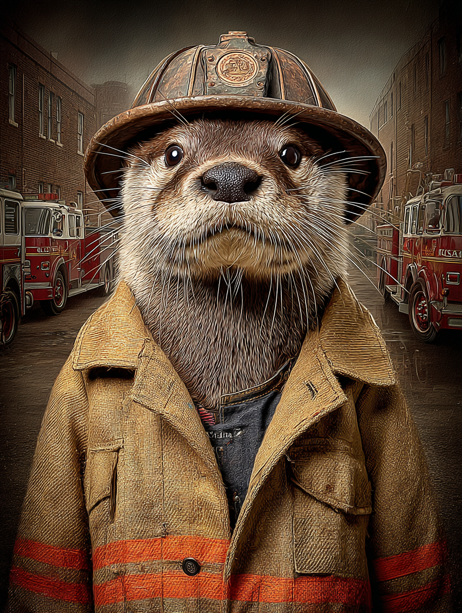 Fireman Otter Digital Download Wall Art