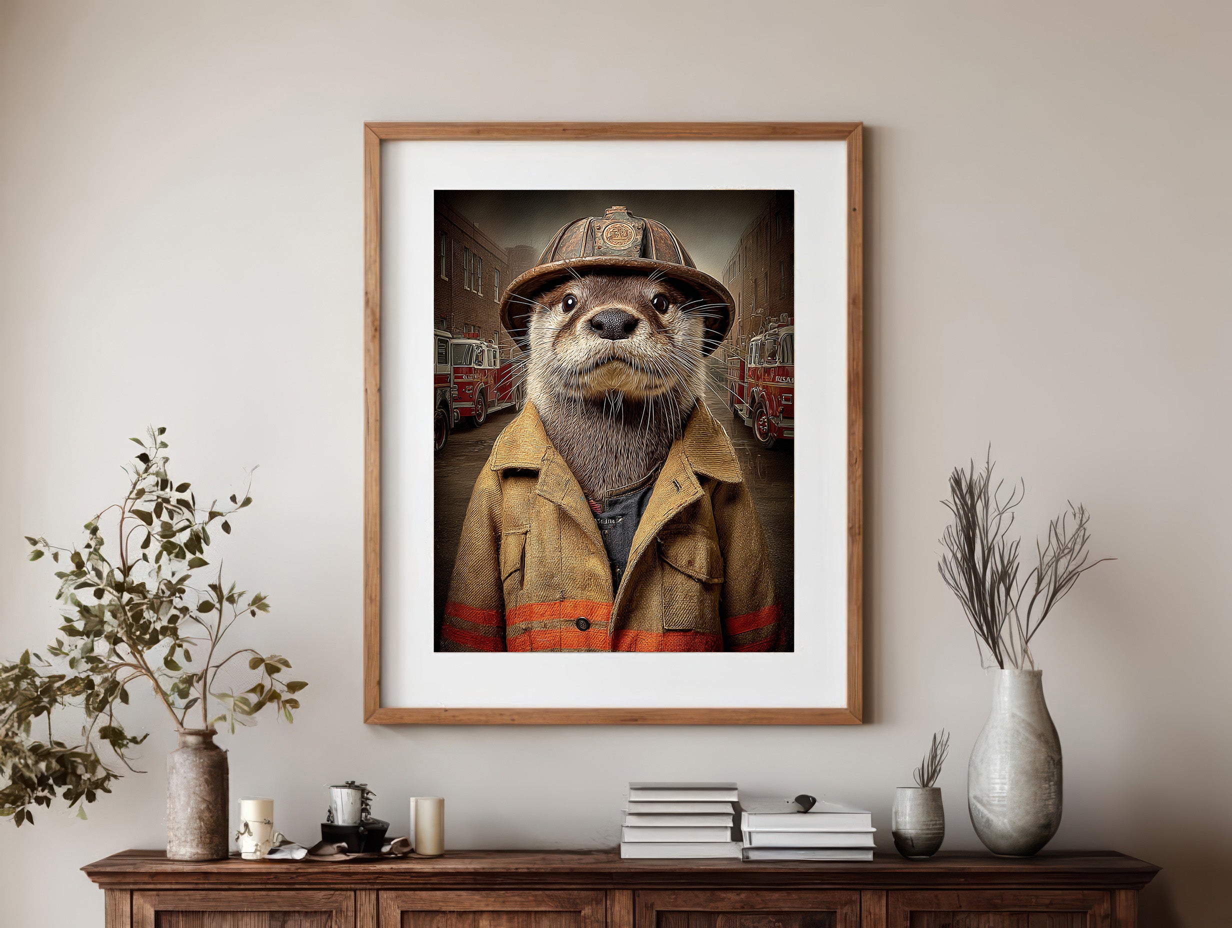 Fireman Otter Digital Download Wall Art
