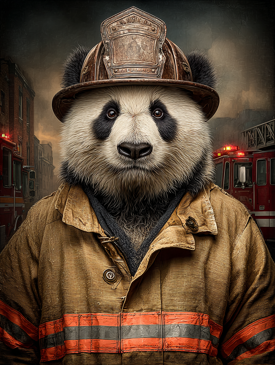Fireman Panda Digital Download Wall Art