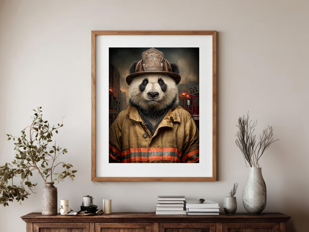 Fireman Panda Digital Download Wall Art