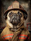 Fireman Pug Digital Download Wall Art
