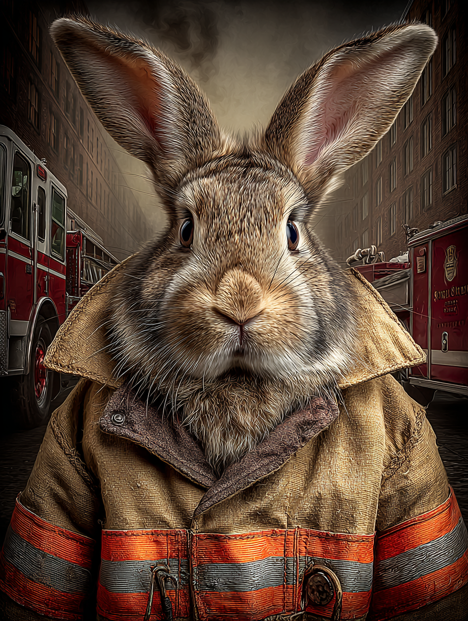 Fireman Rabbit Digital Download Wall Art