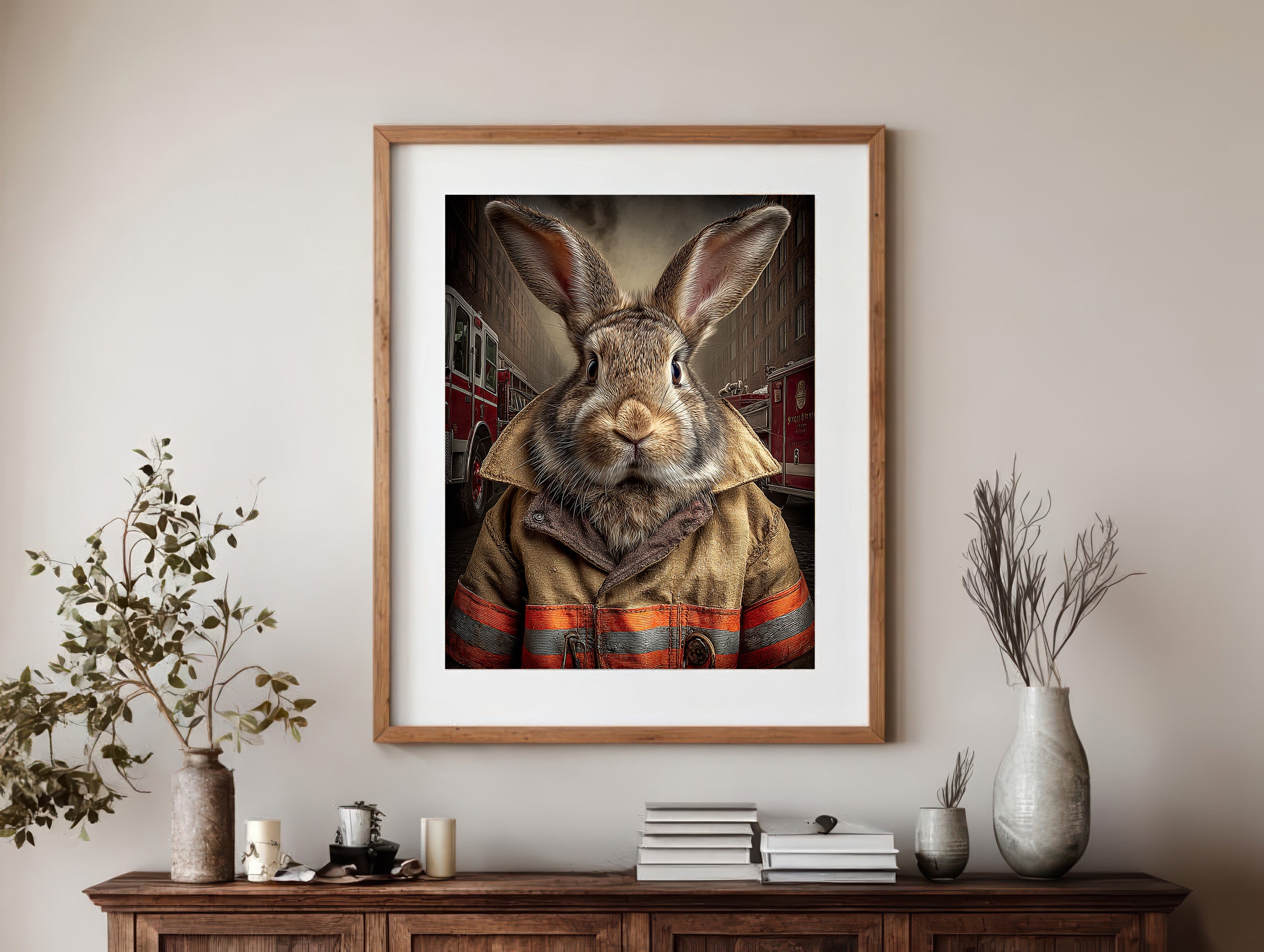 Fireman Rabbit Digital Download Wall Art