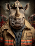 Fireman Rhinoceros Digital Download Wall Art
