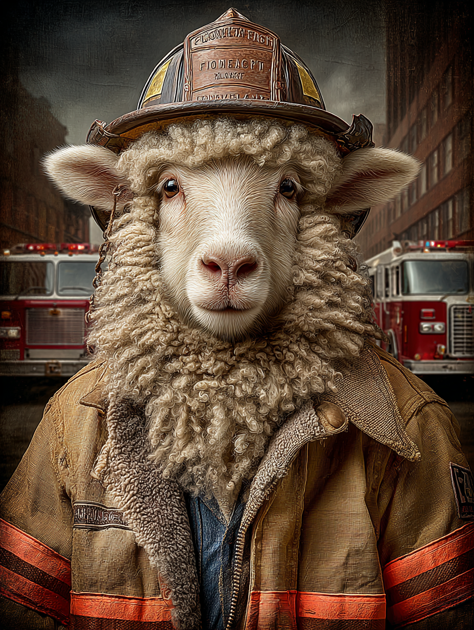 Fireman Sheep Digital Download Wall Art