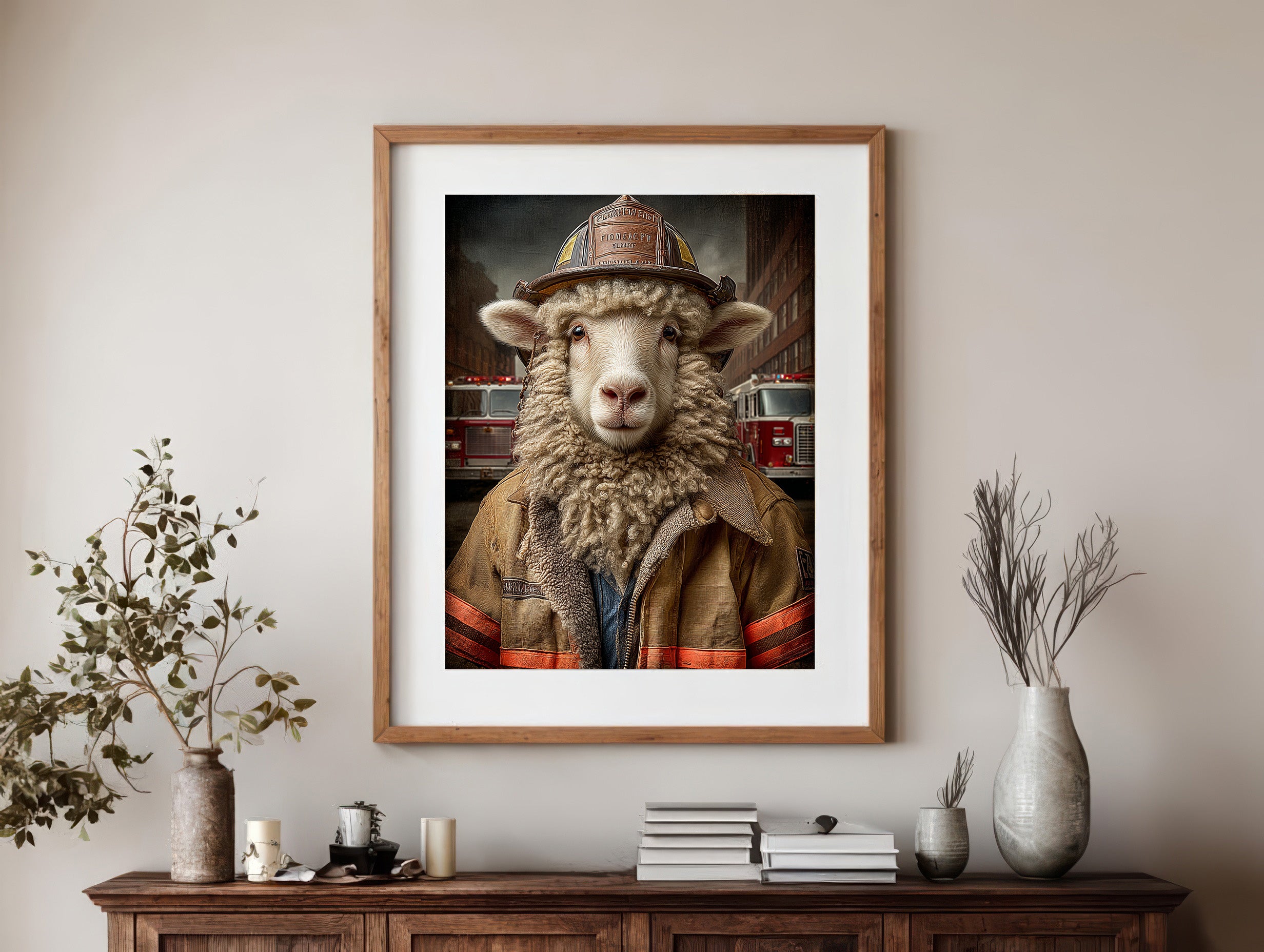 Fireman Sheep Digital Download Wall Art