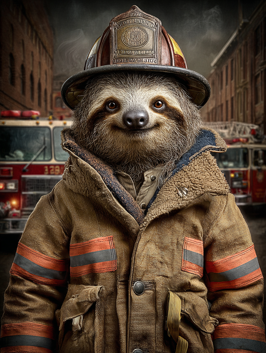Fireman Sloth Digital Download Wall Art