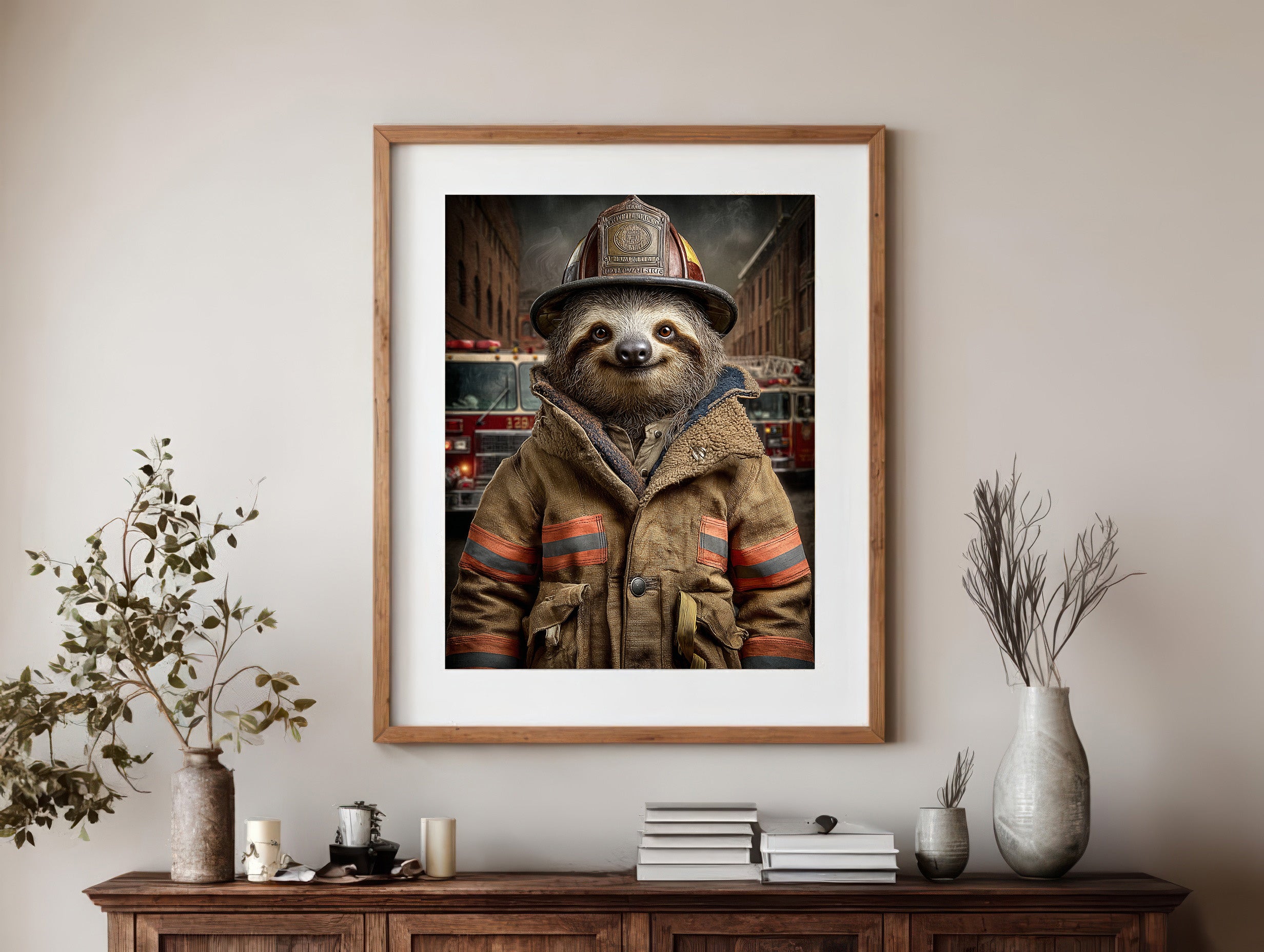 Fireman Sloth Digital Download Wall Art
