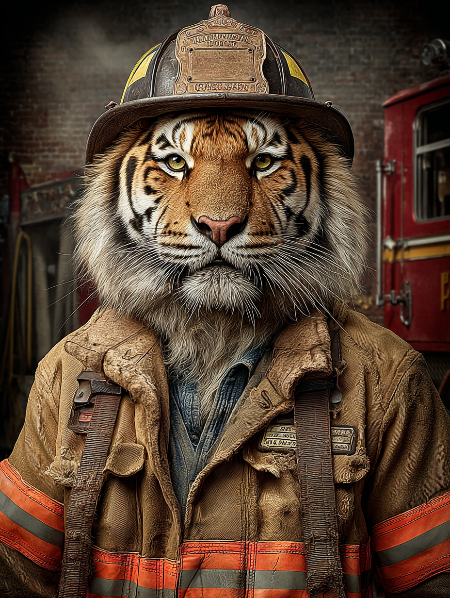 Fireman Tiger Digital Download Wall Art