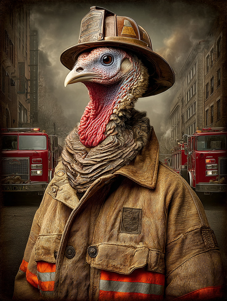 Fireman Turkey Digital Download Wall Art