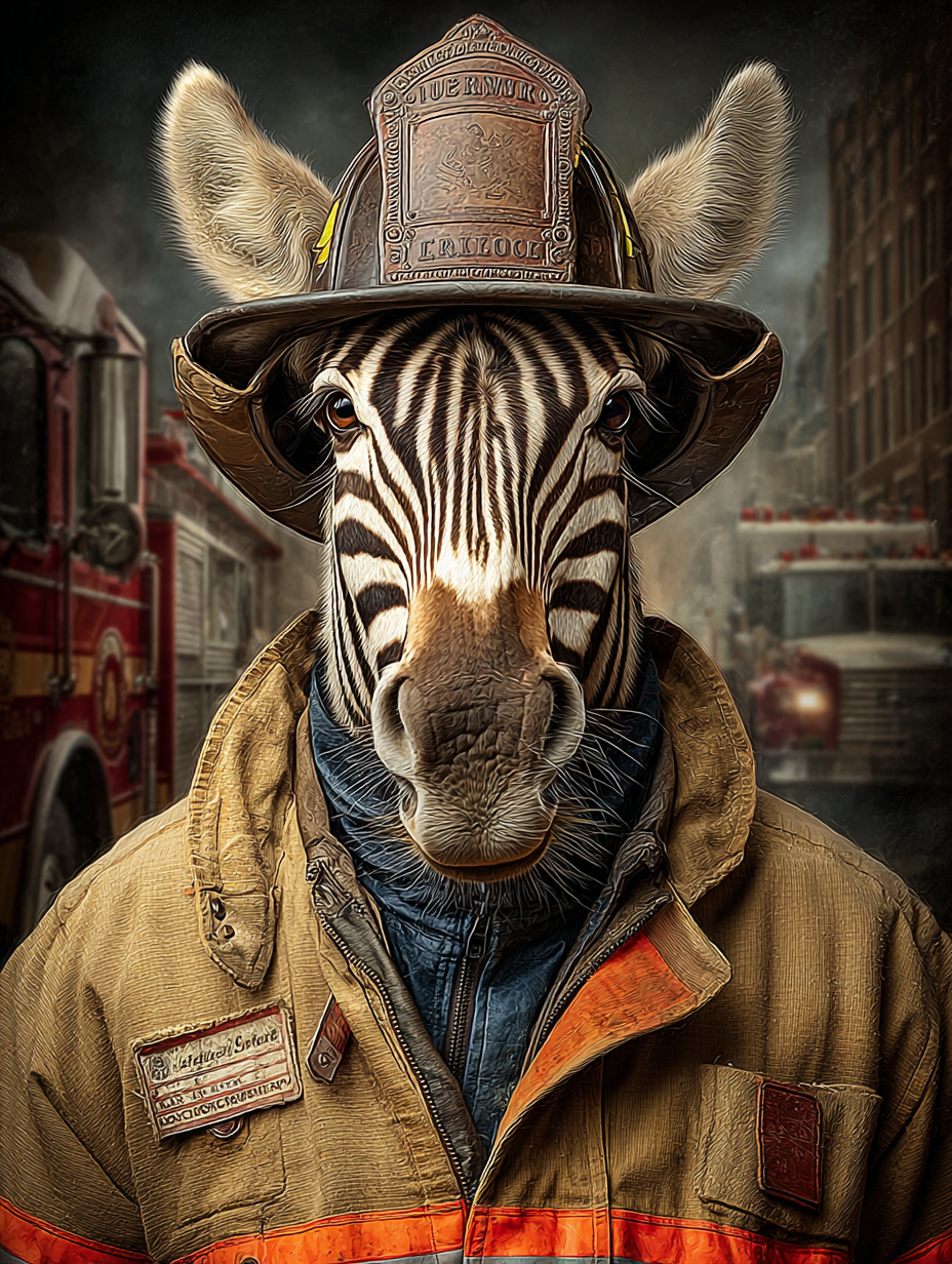 Fireman Zebra Digital Download Wall Art