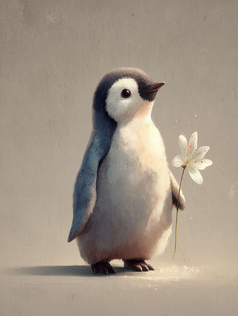 Baby Room Flowers Penguin Digital Download Wall Art