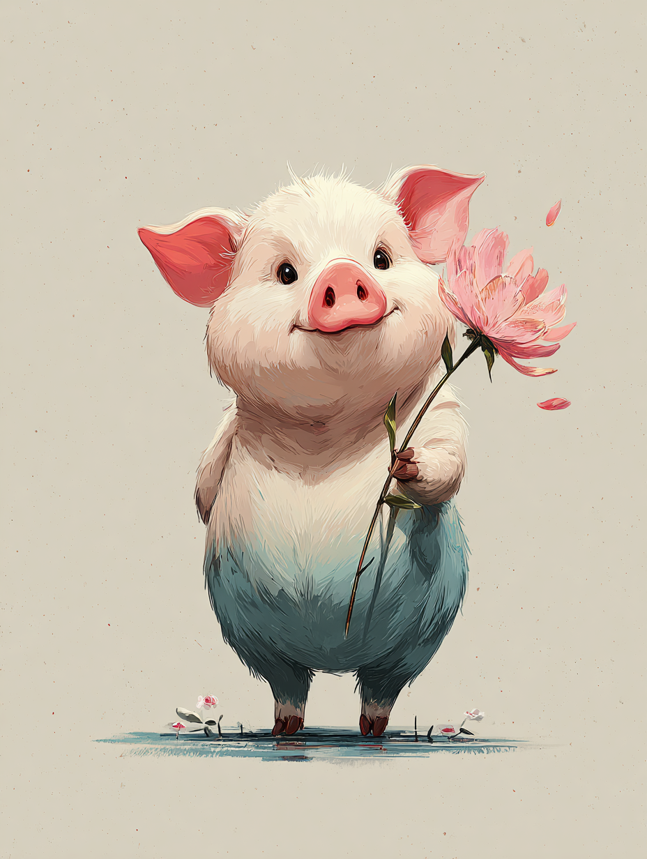 Baby Room Flowers Pig 2 Digital Download Wall Art