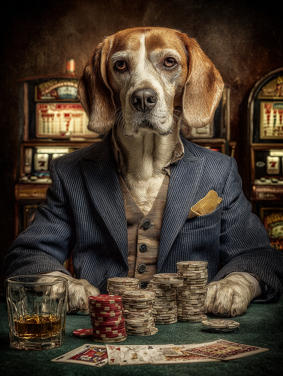 Gambler Beagle Digital Download Wall Art