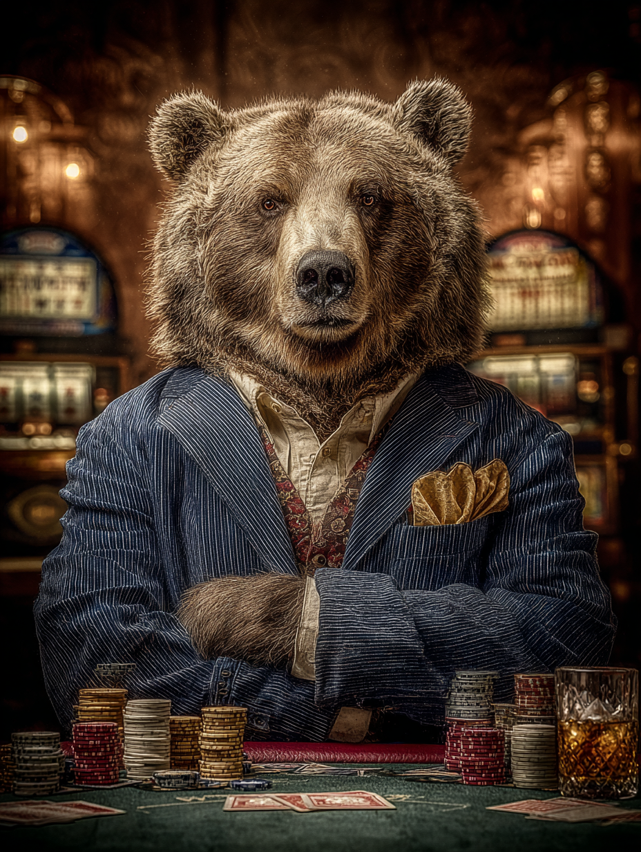 Gambler Bear Digital Download Wall Art
