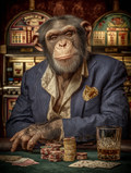 Gambler Chimpanzee Digital Download Wall Art