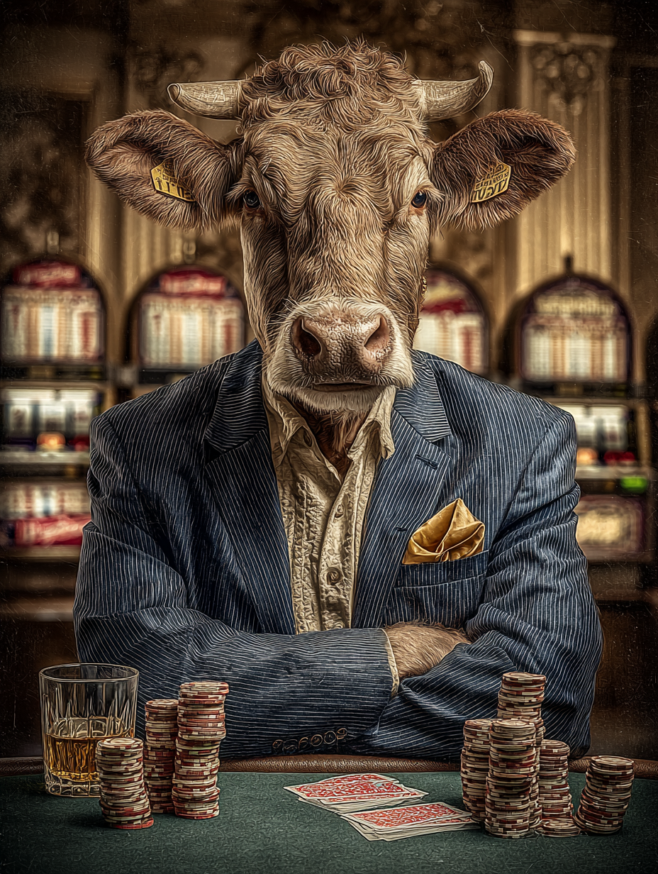 Gambler Cow Digital Download Wall Art