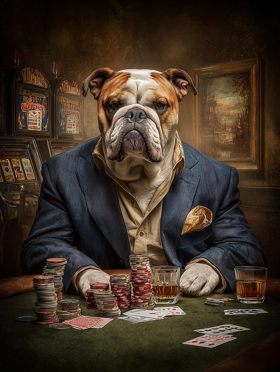 Gambler English Bulldog Digital Download Wall Art